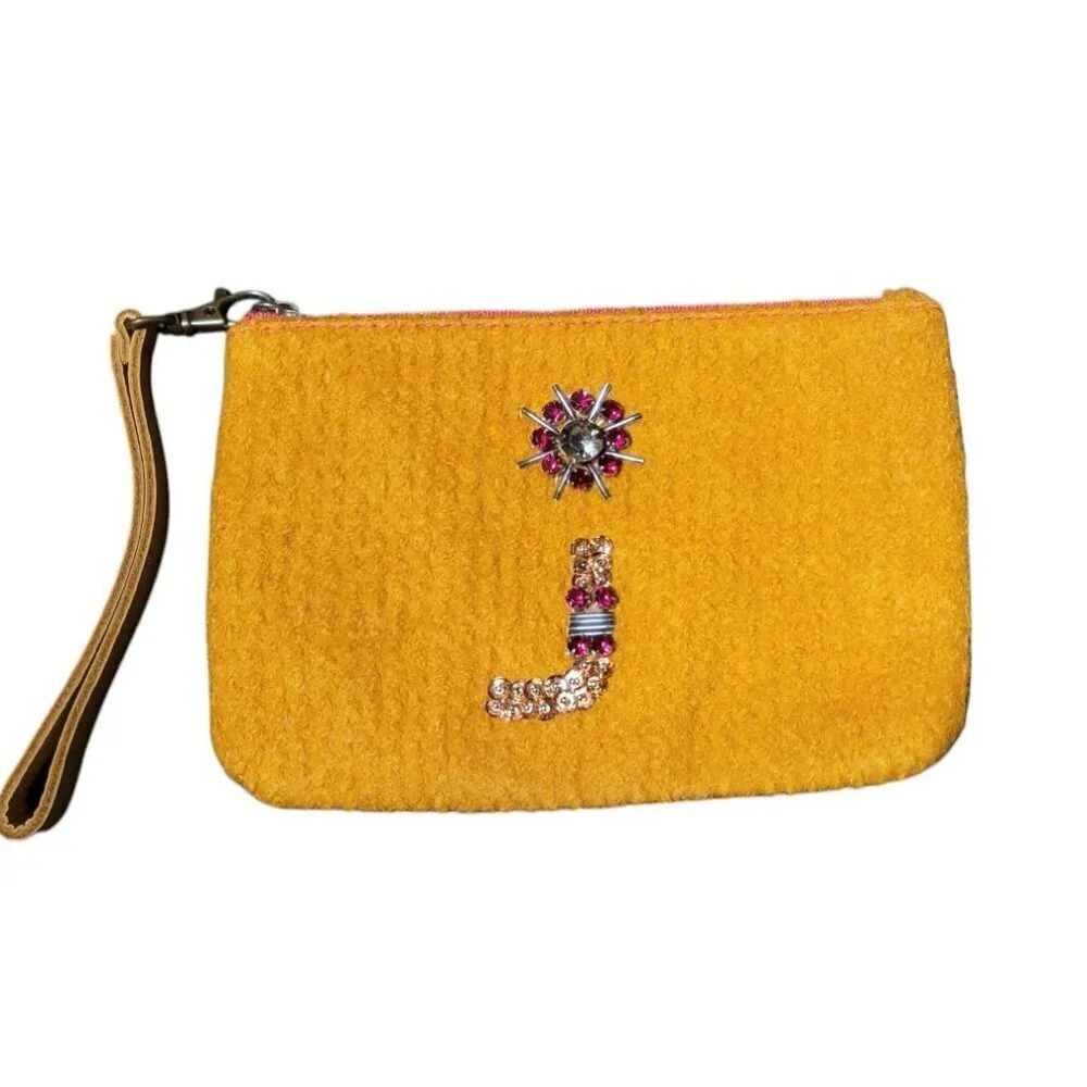Anthropologie Miss Albright Boho Cloth Deep Orange Wristlet with Beaded‎ …